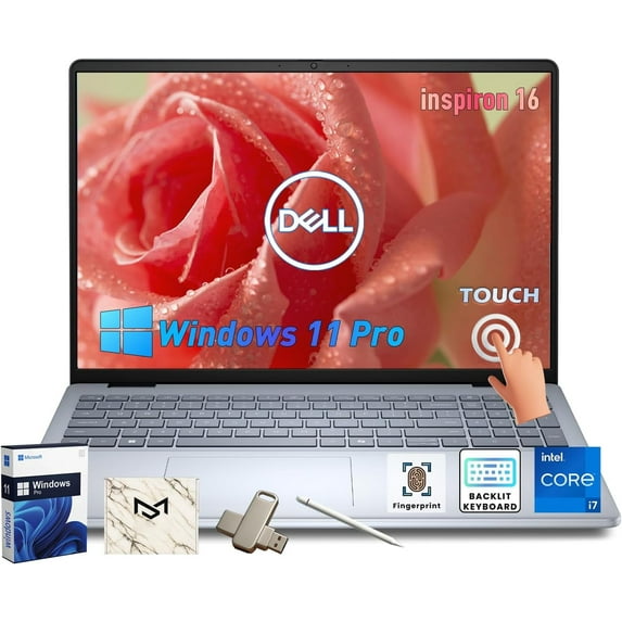 Dell Inspiron 16 Touchscreen Laptop, Intel 10-Core 7 150U, 16'' FHD+ Anti-Glare Dsiaplay, 64GB DDR5, 4TB SSD, Backlit, Fingerprint, Copilot Keyboard, Windows 11 pro