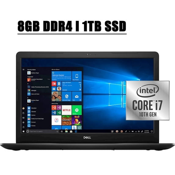 Dell Inspiron 17 3793 3000 2020 Premium Laptop Computer I 17.3" FHD Anti-Glare I 10th Gen Intel Quad-Core i7-1065G7 I 8GB DDR4 1TB SSD I 2GB MX230 MaxxAudio USB-C HDMI Win 10