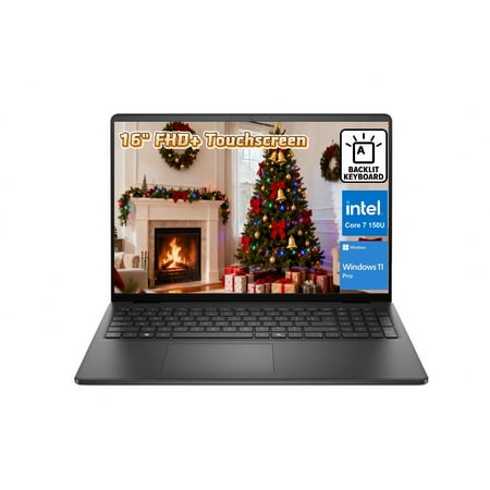 Dell 16 IPS Touchscreen Business Laptop,16-inch FHD+ Display, Intel Core 7 150U, 32GB DDR5 RAM 1TB SSD, Windows 11 Pro , Backlit Keyboard, Black
