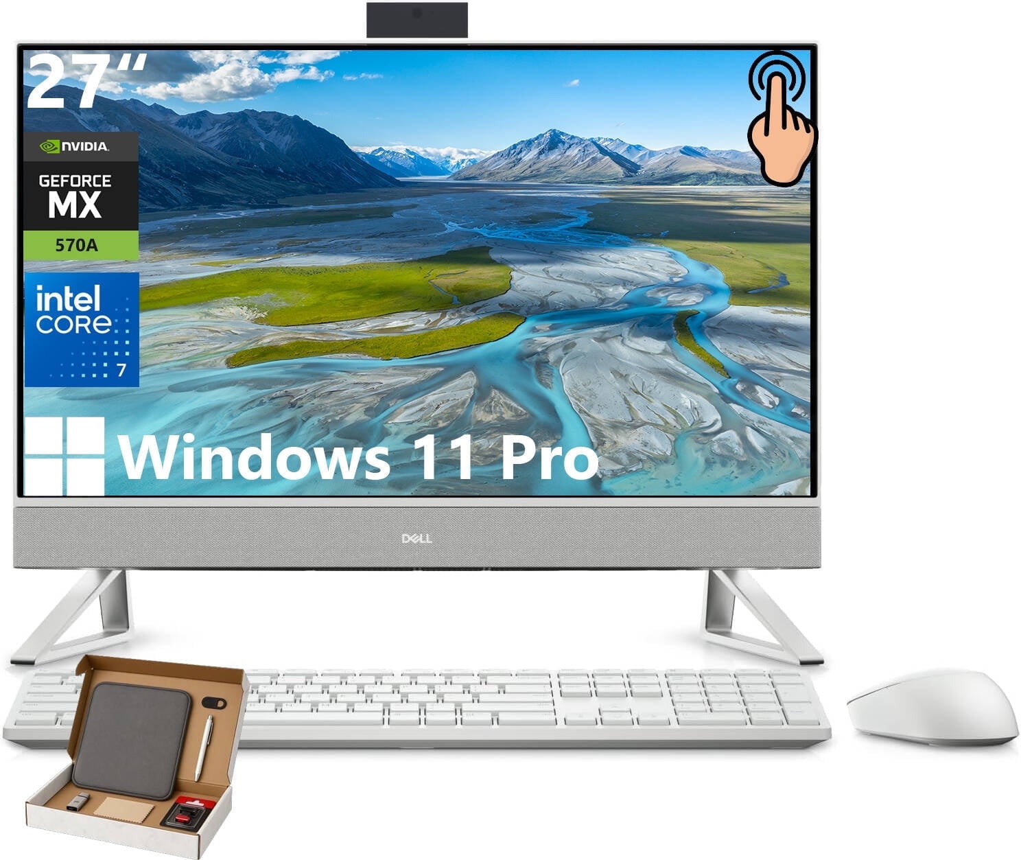 Dell Inspiron 27" Touchscreen All in One Desktop Computer, Intel Core 7 150U, NVIDIA GeForce MX570A, 32GB RAM, 1TB SSD, Wi-Fi 6E, Windows 11 Pro