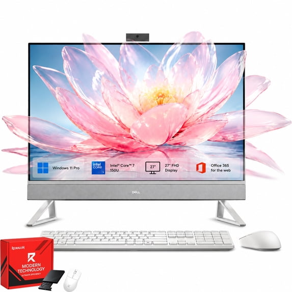 Dell 27" FHD All-in-One Desktop Computer, Intel Core 7 150U, 32GB RAM, 1TB SSD, Office 365 for the web, Windows 11 Pro