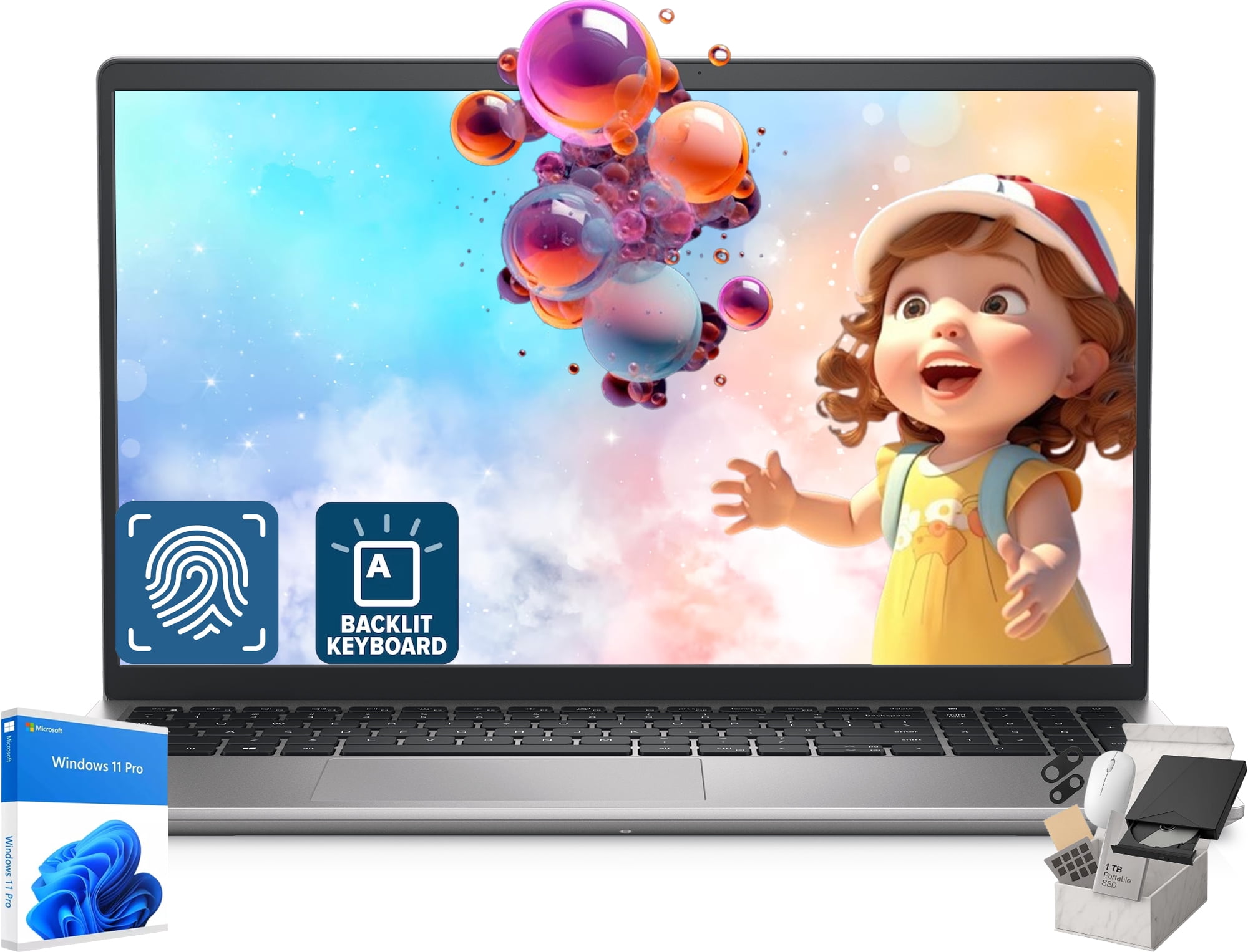 Dell Inspiron-3530 15.6"-FHD Business Laptop - i7 1355U, Intel Iris Xe Graphics, 32GB RAM, 1TB SSD, Wi-Fi 6, Anti-Glare, Backlit Keyboard, Windows 11 Pro