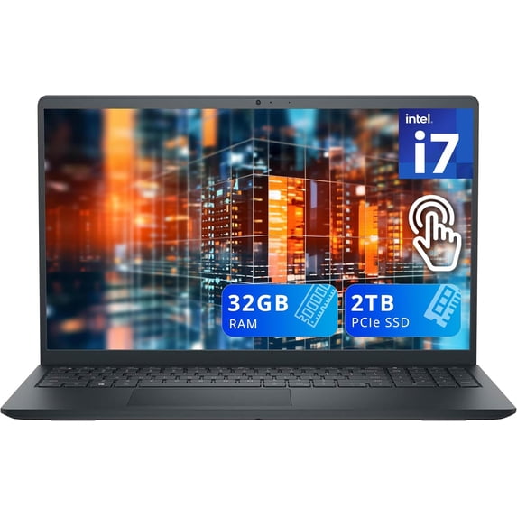 Dell Inspiron 3530 15.6" FHD Touchscreen Laptop, Intel i7-1355U, 32GB RAM, 2TB PCIe SSD, Intel Iris Xe Graphics, Numeric Keypad, Wi-Fi 6, HD Webcam, Windows 11 Home, Black