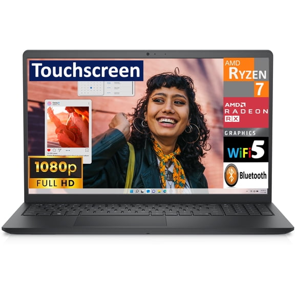 Dell Inspiron 3535 Business Laptop 15.6in Touchscreen FHD Display (AMD Ryzen 7 7730U, 32GB DDR4, 1TB PCIe SSD, AMD Radeon, WiFi 5, Webcam, Bluetooth 5.0, Win 11 Pro)