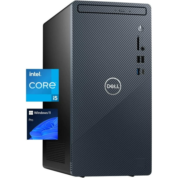 Dell Inspiron Desktop Tower Computer, Intel Core i5 i5-12400, 8GB RAM, 1TB HD, 256GB SSD, DVD Writer, Windows 11 Home, 3910