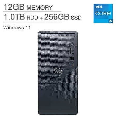 Dell Inspiron 3910 Desktop, Core i5, 12GB, 256GB SSD, DVD, Black
