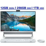 Dell Inspiron 5000 23.8" 1080p Touchscreen All-In-One Computer, Intel Core i5-1135G7, 12GB RAM, 1TB HD & 256GB SSD, Windows 10, Silver, 5400