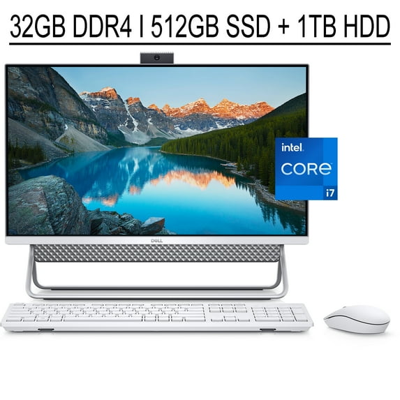 Dell Inspiron 7000 27" 1080p Touchscreen All-In-One Computer, Intel Core i7-1165G7, 32GB RAM, 1TB HD & 512GB SSD, Windows 10, Silver