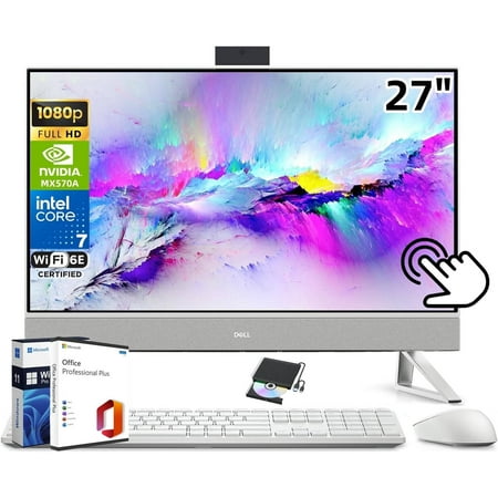 Dell Inspiron 7730 27" Touchscreen All in One Desktop Computer, Intel Core 7 150U, NVIDIA GeForce MX570A, 32GB RAM, 1TB SSD, Wi-Fi 6E, Windows 11 Pro