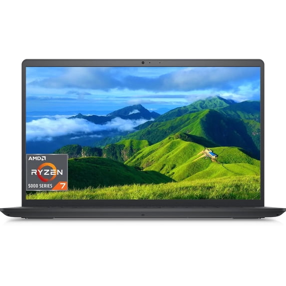 Dell Inspiron Laptop, 15.6" FHD Display, AMD Ryzen 7 5825U, 16GB DDR4 RAM, 512GB SSD, AMD Radeon Graphics, Wi-Fi, Webcam, HDMI, Windows 11 Home, Carbon Black