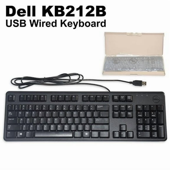 Dell KB212-B 104-Key QuietKey USB Wired Ergonomic Black Keyboard C638N