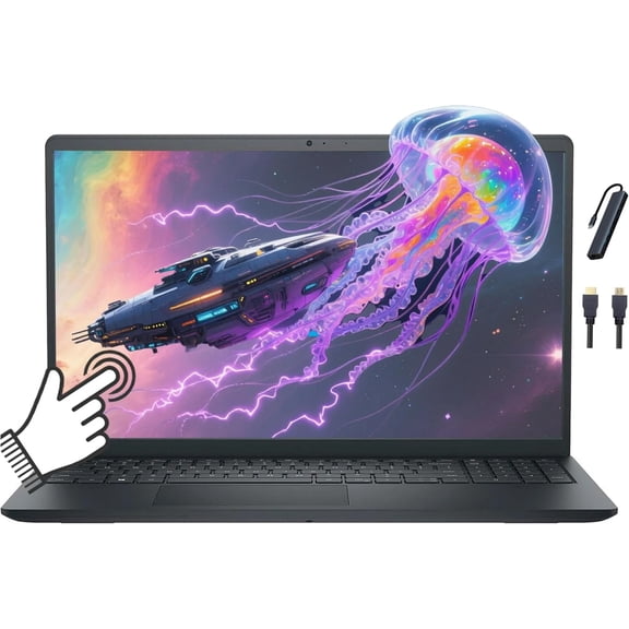Dell LDC15250 15.6 inch FHD Touchscreen Laptop, Intel Core i5 1334U, 8GB Memory, 512GB SSD, Intel UHD Graphics, Copilot AI, Windows 11 Home in S Mode, Carbon Black with Tigology Accessories