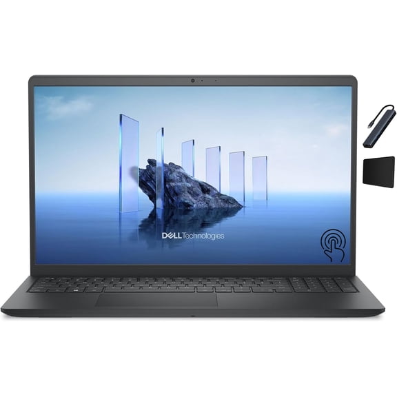 Dell LDC15250 15.6 inch FHD Touchscreen Laptop, Intel Core i7-1355U, 16GB DDR4 RAM, 1TB SSD, Intel UHD Graphics, Copilot AI, Windows 11 Home in S Mode, Carbon Black with Tigology Accessories