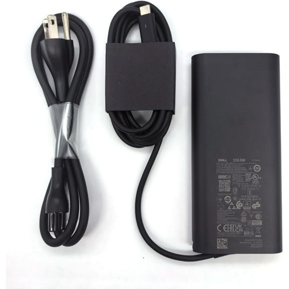 Dell Laptop Charger GAN 130W USB C Type C AC Adapter,XPS 15 9520 9530 XPS 17 9720 9730 AC Charger, Black, HA130PM170