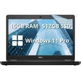 thumbnail image 1 of Restored Dell Latitude 5490 14" FHD Business Laptop, Intel i5-8350U Quad Processor, 16GB RAM, 512GB PCIe SSD, ‎Intel UHD Graphics, Backlit Keyboard, HD Webcam, Windows 11 Pro, Black (Refurbished), 1 of 8