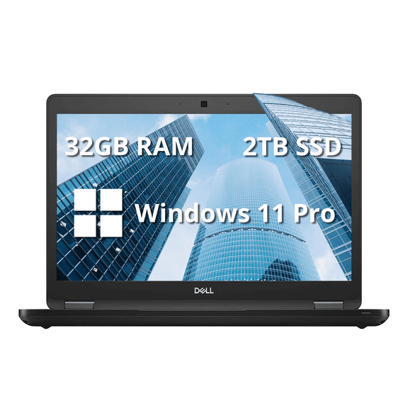 Dell Latitude 5490 14" FHD Business Laptop, Intel i5-8350U Quad Processor, 32GB RAM, 2TB PCIe SSD, ‎Intel UHD Graphics, Backlit Keyboard, HD Webcam, Windows 11 Pro, Black