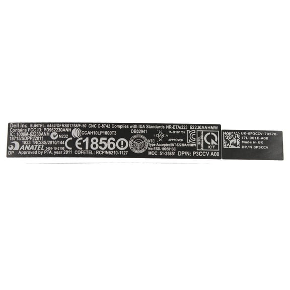 Dell Latitude E6230 Black Wireless Label P3CCV 0P3CCV CN-0P3CCV(New)