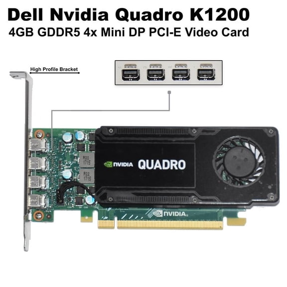 Dell NVIDIA Quadro K1200 4GB GDDR5 4x Mini DisplayPort Graphics Card WHT93