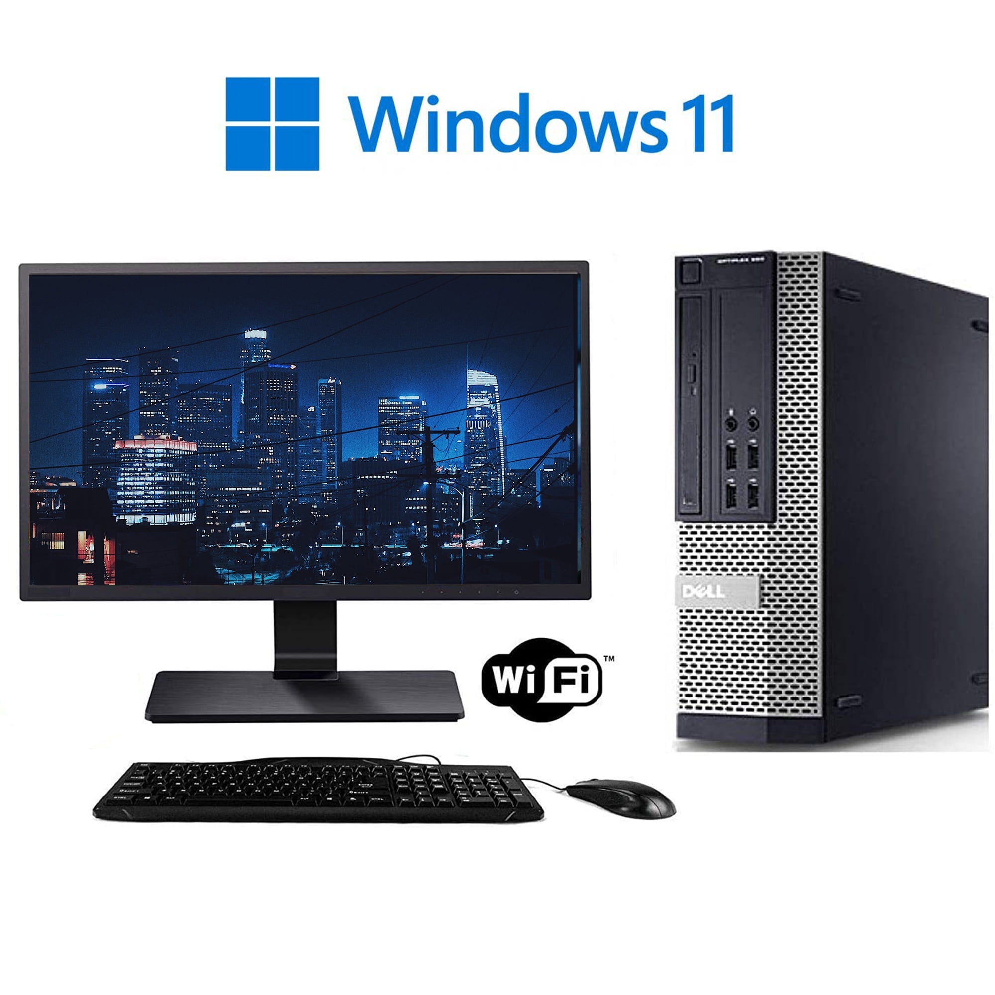 Pre-Owned Dell OptiPlex 7010 Windows 11 Pro Desktop Computer Intel Core i5 3.1GHz Processor 8GB RAM 2TB HD Wifi with a 19" LCD Monitor Keyboard and Mouse - Used PC with a 1 Year Warranty