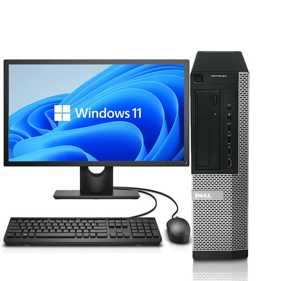 Pre-Owned Dell OptiPlex 7010 Windows 11 Pro Desktop PC Computer With a Intel i5 Processor 3.0GHz Processor 16GB of Ram 512SSD Hard Drive DVD and Wifi with 19" LCD Monitor - Used