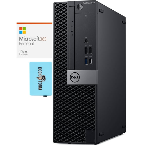 Dell OptiPlex 7070 SFF Home/Business Mini Desktop (Intel i7-9700 8-Core, Intel UHD 630, 16GB RAM, Win 10 Pro) with Microsoft 365 Personal , Dockztorm Hub