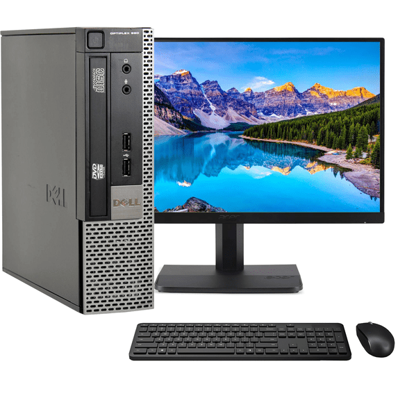 Restored Dell OptiPlex 990 Ultra Small USFF Computer PC (Intel Core i5 Processor, 8GB Ram, 256GB SSD, BTO Wireless Keyboard & Mouse, Wifi & Bluetooth, New Bto 23.8" Monitor, 1080p Webcam) Windows 10 (Refurbished)