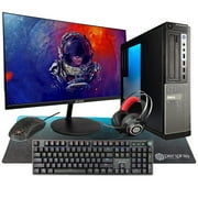 Dell OptiPlex Desktop Computer PC w/RGB Lighting, Ultra-Fast Intel i5 Quad-Core, 8GB RAM, 500GB SSD, DVD-RW, Windows 10 Home, WiFi, Includes 24 Monitor and Periphio 4-in-1 Kit