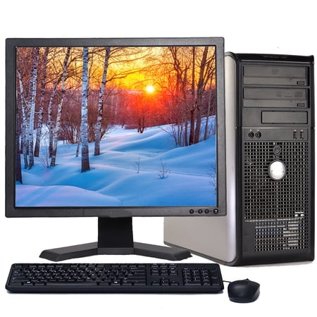Dell OptiPlex Desktop PC Computer Tower Windows 10 Intel Core 2 Duo Processor 8GB RAM 250GB Hard Drive DVD Wi-fi with a 17" LCD