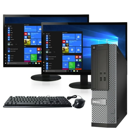 Dell Optiplex 3020 SFF Computer Intel Core I5-4570 8GB DDR3 512GB SSD WiFi USB 3.0 Displayport Windows 10 Home includes Two 22" LCD Monitors