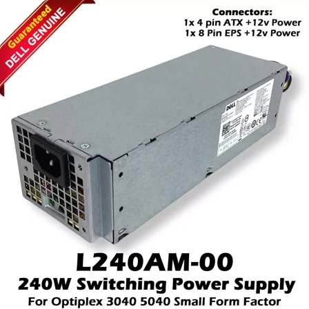 Pre-Owned Dell Optiplex 3040 5040 SFF L240AM-00 240 Watt Power Supply 3RK5T