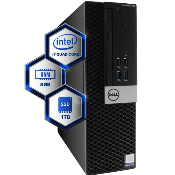 Dell Optiplex 3040 Desktop Computer | Quad Core Intel i7 (3.4) | 8GB DDR3 RAM | 1TB SSD Solid State | Windows 10 Professional | Home or Office PC