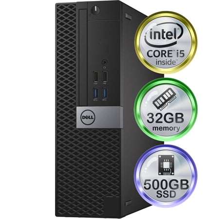 Dell Optiplex 3050 Desktop Computer | Quad Intel i5 (3.2) | 32GB DDR4 RAM | 500GB SSD Solid State | Windows 10 Professional | Home or Office PC