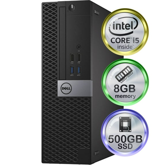Restored Dell Optiplex 3050 Desktop Computer | Quad Intel i5 (3.2) | 8GB DDR4 RAM | 500GB SSD Solid State | Windows 10 Professional | Home or Office PC