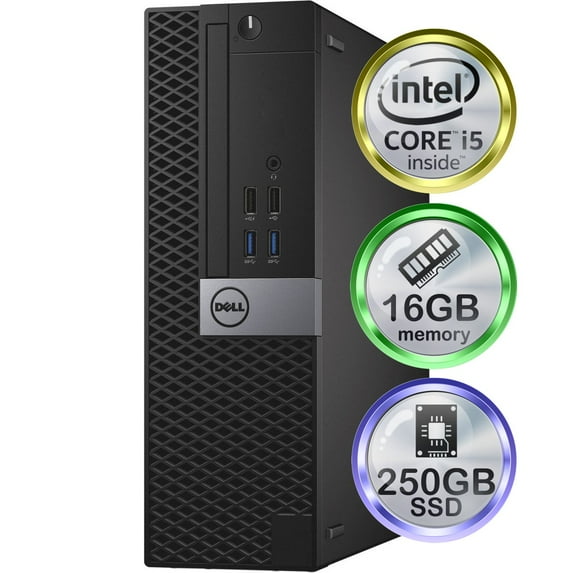 Dell Optiplex 3050, Intel i5 Quad-Core, 16GB RAM, 250GB SSD, Windows 10 Pro, Wi-Fi 5 (Refurbished)