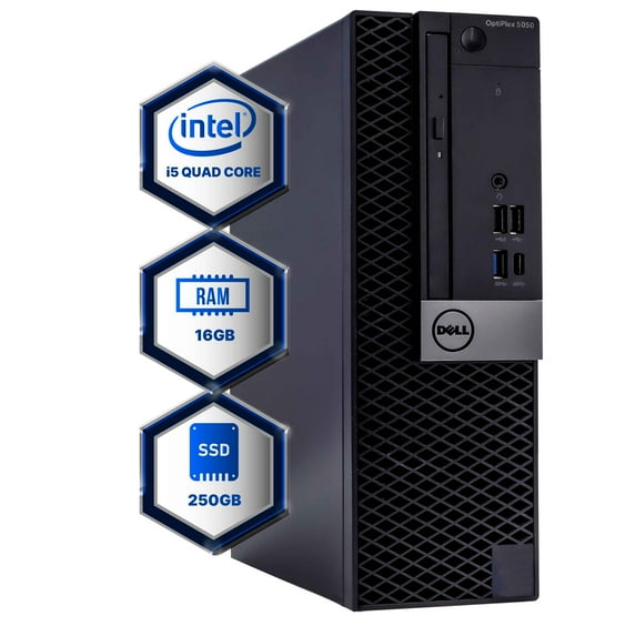 Restored Dell Optiplex 5050 Desktop Computer | Quad Core Intel i5 (3.2) | 16GB DDR4 RAM | 250GB SSD Solid State | Windows 10 Professional | Home or Office PC