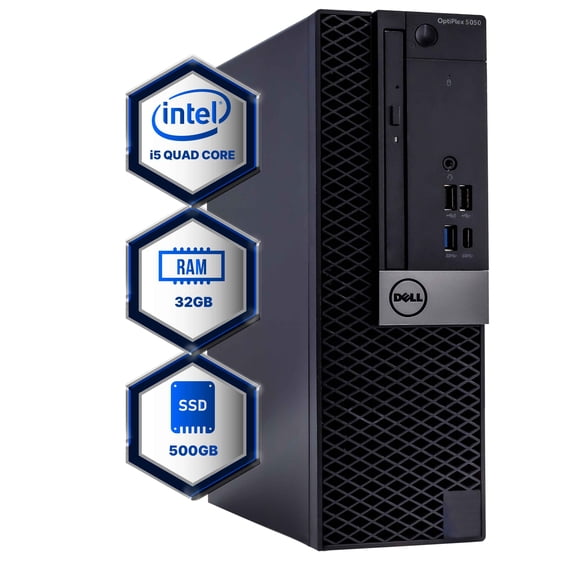 Dell Optiplex 5050 Desktop Computer | Quad Core Intel i5 (3.2) | 32GB DDR4 RAM | 500GB SSD Solid State | Windows 10 Professional | Home or Office PC