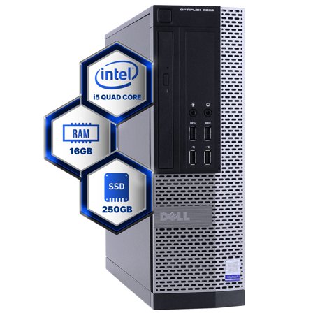 Dell Optiplex 7020 Desktop Computer | Quad Core Intel i5 (3.2) | 16GB DDR3 RAM | 250GB SSD Solid State | Windows 10 Professional | Home or Office PC