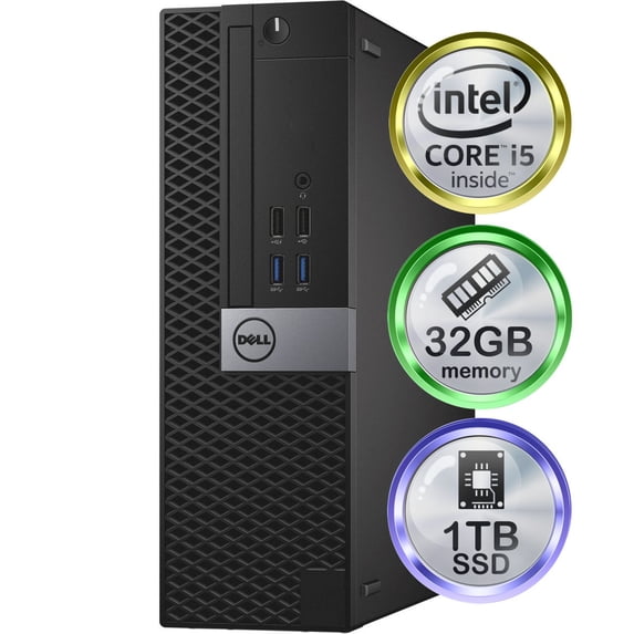 Restored Dell Optiplex 7040 Desktop Computer | Quad Intel i5 (3.2) | 32GB DDR3 RAM | 1TB SSD Solid State | Windows 10 Professional | Home or Office PC
