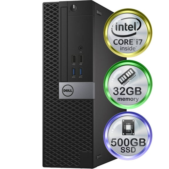 Restored Dell Optiplex 7040 Desktop Computer | Quad Intel i7 (3.4) | 32GB DDR4 RAM | 500GB SSD Solid State | Windows 10 Professional | Home or Office PC