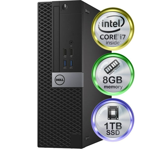 Dell Optiplex 7040 Desktop Computer | Quad Intel i7 (3.4) | 8GB DDR4 RAM | 1TB SSD Solid State | Windows 10 Professional | Home or Office PC