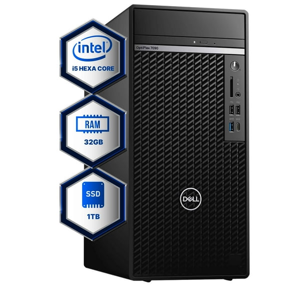 Dell Optiplex 7090 Tower Desktop Computer | Hexa Core Intel i5 (3.2) | 32GB DDR4 RAM | 1TB SSD Solid State | Windows 11 Professional | Home or Office PC