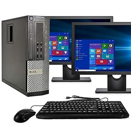 Dell Optiplex 9020 SFF Computer Desktop PC, Intel Core i5 Processor, 16GB Ram, 2TB Hard Drive, WiFi, Bluetooth 4.0, DVD-RW, Dual 24 Inch LCD Monitors Windows 10 Pro