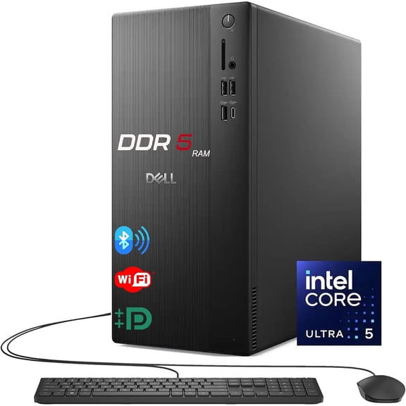 Dell Optiplex Business Desktop, Intel Ultra 5 (10 Core,4.9GHz) Processor, 24GB DDR5 RAM, 1TB PCIe SSD, Ultra-Quiet Design, Dual 4K Monitor Support, Wi-Fi 6, Media Card Reader, KB & Mouse, Windows 11