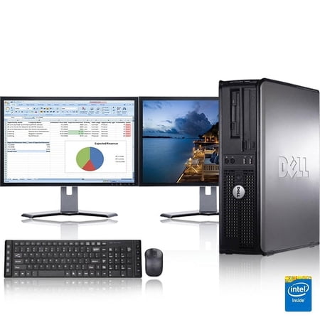 Dell Optiplex Desktop Computer 3.0 GHz Core 2 Duo Tower PC, 4GB, 500GB HDD, Windows 10 Home x64, 17" Dual Monitor, USB Mouse & Keyboard