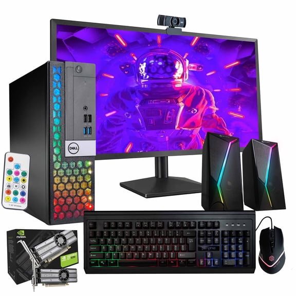 Dell RGB Gaming Desktop Bundle | Intel Core i5, 16GB RAM, 500GB SSD | Windows 11 | 24" 1080p HD Monitor | GeForce 1030 GPU | Home or School PC Combo