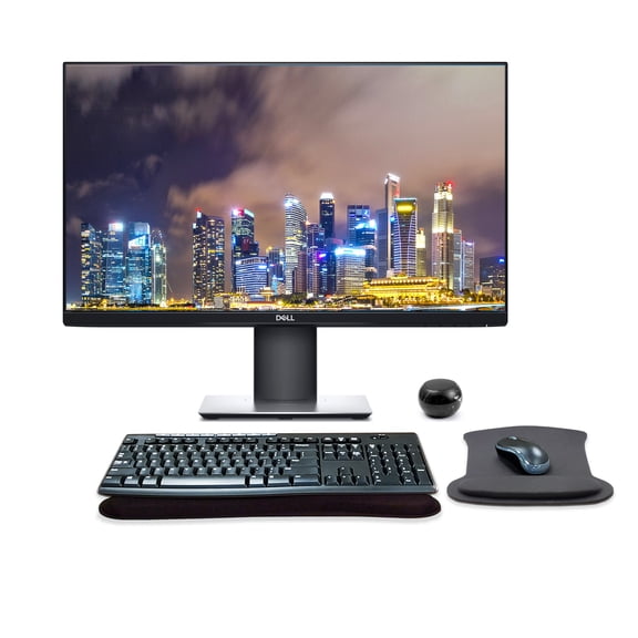 Dell P2419H 24 Inch FHD IPS Office Monitor Bundle with HDMI, Blue Light Filter, Bluetooth Magnetic Mini Travel Friendly Speaker, MK270 Wireless Keyboard and Mouse, and Gel Pads