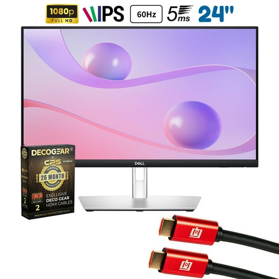 Dell P2424HT 24" Full HD 60Hz 16:9 5ms IPS Touch USB-C Hub Monitor, Black Bundle with 6FT 4K HDMI 2.0 Cable and Deco Gear CPS Exclusive 26 Month Protection Pack (BEACH-CPS-26M500)