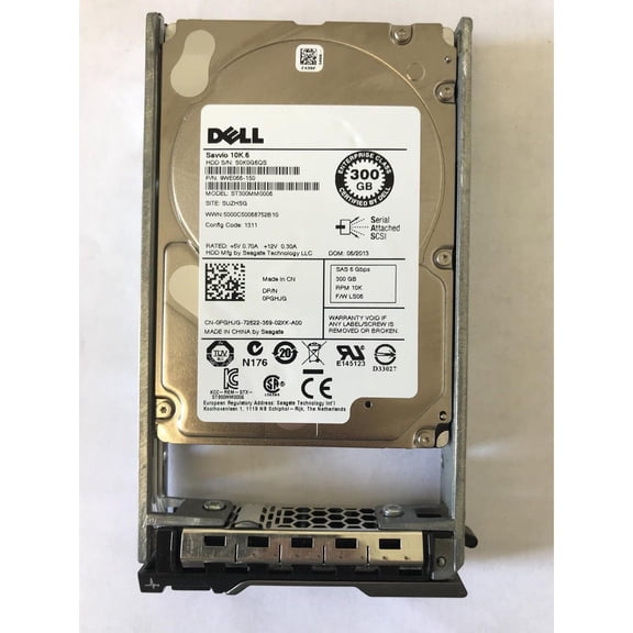 Dell PGHJG 0PGHJG DELL 300GB 10K 6G SFF 2.5'' SAS HDD HARD ST300MM006