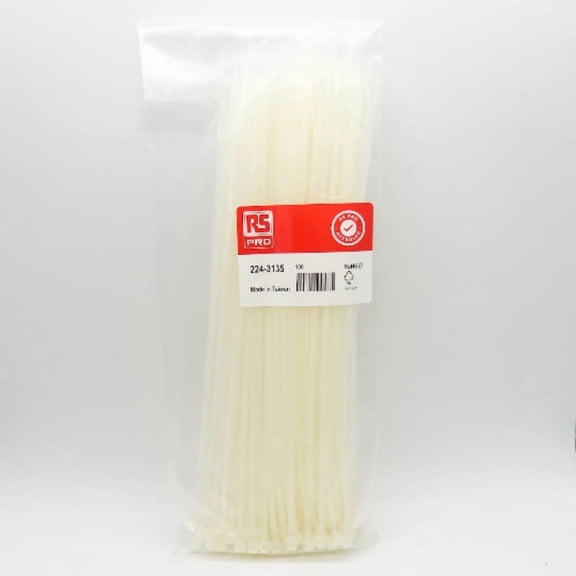 500 Pack of RS Pro 265mm x 3.6mm Natural Nylon Cable Ties