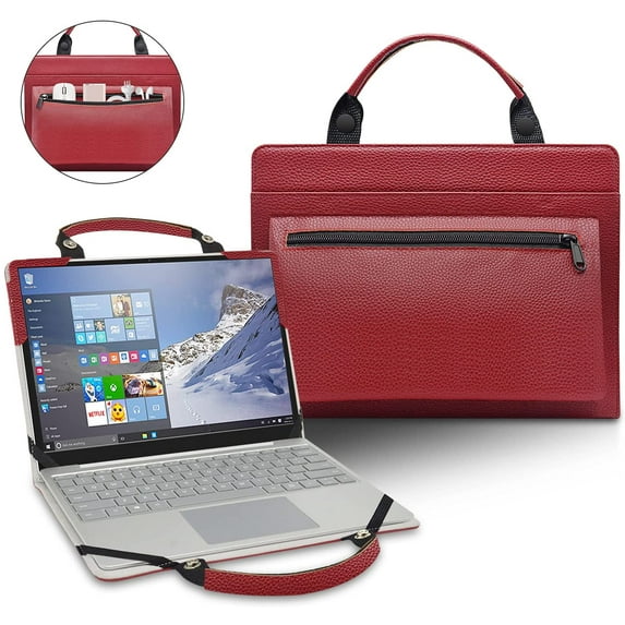 Dell Precision 15 5560 Laptop Sleeve, Leather Laptop Case for Dell Precision 15 5560 with Accessories Bag Handle (Red)